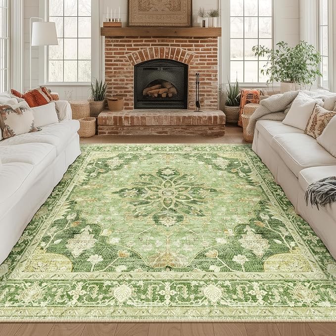 RELEANY Washable Area Rug, Square 8'x8', Water Repellent, Pet Friendly by RELEANY