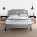 ZINUS Kellen Upholstered Scalloped Platform Bed Frame, Mattress Foundation, Wood Slat Support, No Box Spring Needed, Eco Friendly WonderBox (TM), Easy Assembly, Dark Grey, Queen