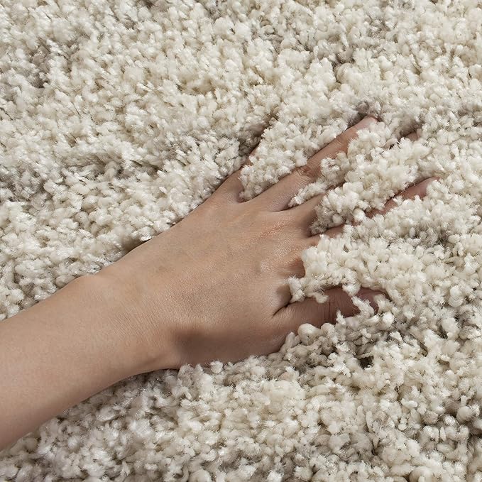 SAFAVIEH Arizona Shag Collection Area Rug - 3'2" Square, Ivory & Beige, Moroccan Design, Non-Shedding & Easy Care, 1.6-inch Thick Ideal for High Traffic Areas in Living Room, Bedroom (ASG741A)