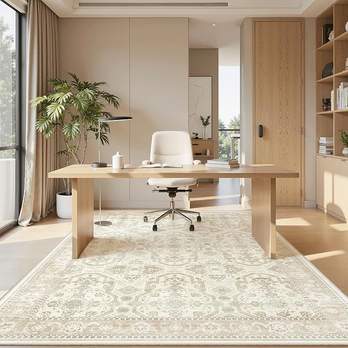 Soalmost 5x8 Area Rug Low Pile Washable Trendy Faded Style Rug, Foldable Stain - Image 3