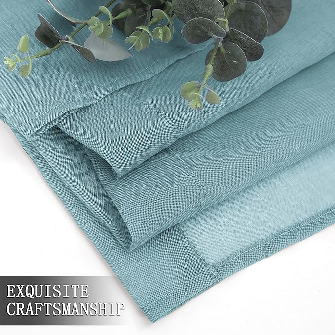 Tollpiz Short Sheer Curtain Linen Textured Bedroom Curtains Sheer Light - Image 7