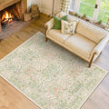 Beige Green Bedroom Rug 5x7 Area Rug by HazoHaus