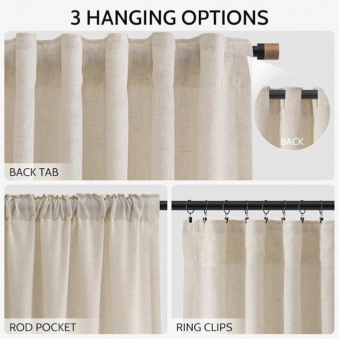 Cream Beige Curtains 90 Inches Long - Image 2