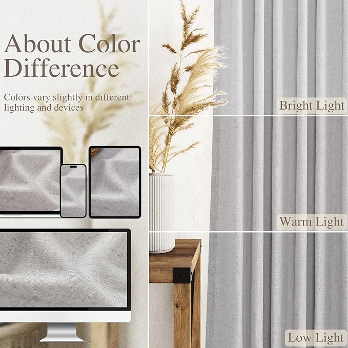 Grey Linen Curtains 120 Inch Extra Long - Image 4