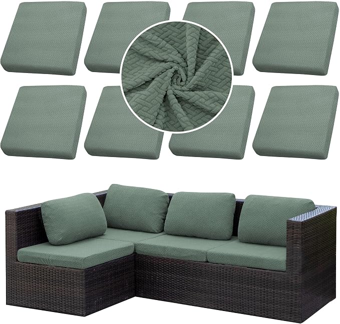 8PCS Patio Cushion Covers.Patio Furniture Couch SeatSlipcovers | Washable by SUKAIKEQA