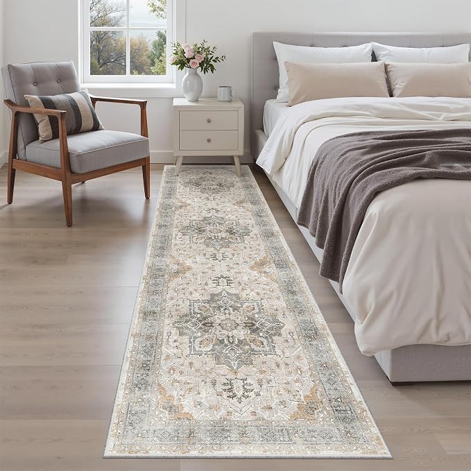 Madane Hallway Runner Rug 2x8 Washable Kitchen Rugs Soft, Light Taupe Brown | - Image 3