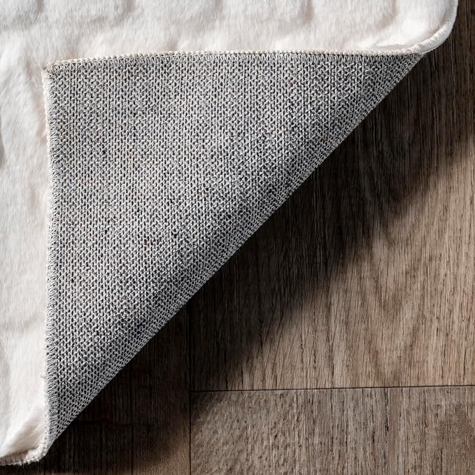 nuLOOM Nia White Geometric Washable Area Rug, Oval 5' x 8' | Nuloom Nia - Image 4