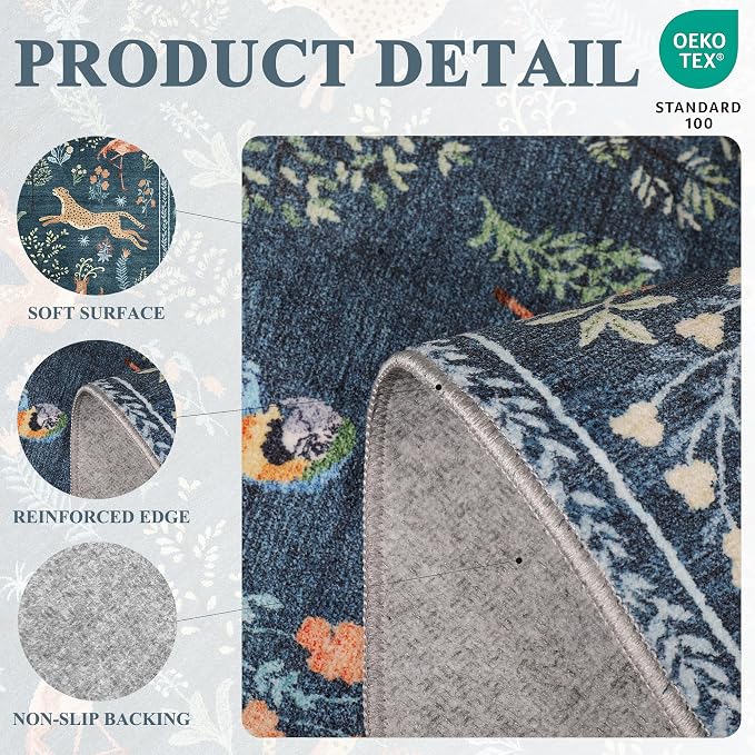 DUKINO 4x6 Area Rug, Non Slip Animal Washable Rug - Image 4