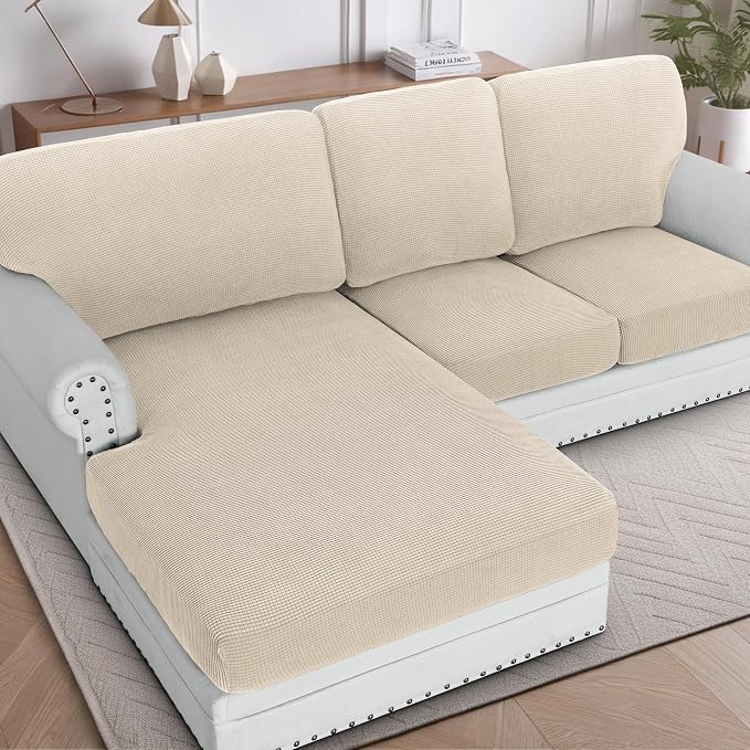 H.VERSAILTEX Sectional Couch Covers 3 Pieces Sofa Seat Cushion Covers L Shape by HVERSAILTEX