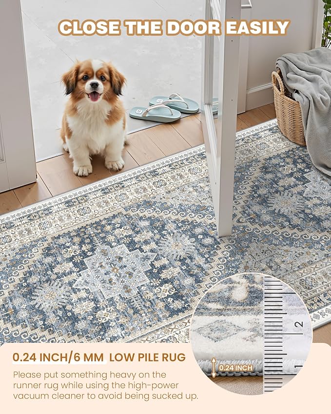 Area Rugs 5x7 Washable Rugs for Living Room, Ultra-Thin Soft Floral Vintage - Image 6