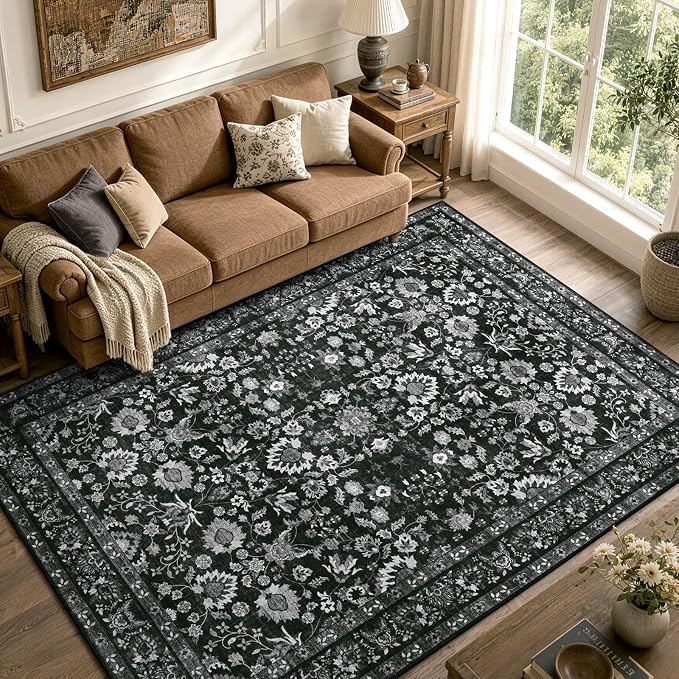 5x7 Ft Area Rugs for Living Room, Soft Non-Slip Machine Washable Rug, Vintage by Lo%CC%80utiRootHome