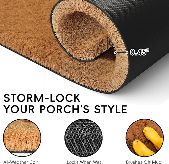 2 Pcs Welcome Door Mat Set, Layered Hello Coir Doormat - Image 4