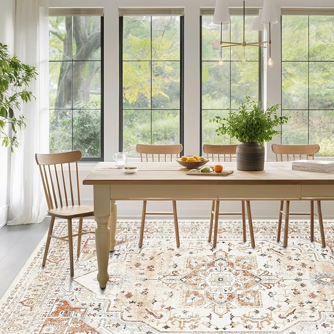 Orange Red 8x10 Washable Area Rugs - Image 8