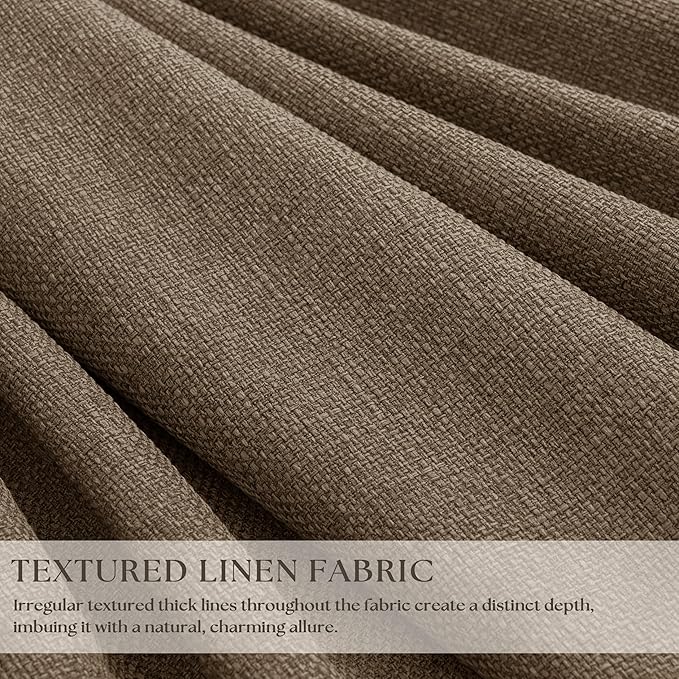 Latte 80 Inch Pinch Pleated Linen Blackout Curtains - Image 3