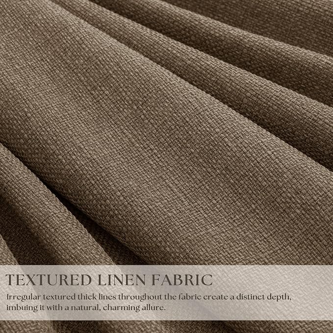 Latte 96 Inch Pinch Pleated Blackout Linen Curtains - Image 3