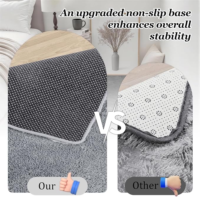 Area Rug Living Room Bedroom: 5x7 Fluffy Plush Shag Carpet Gray | - Image 6