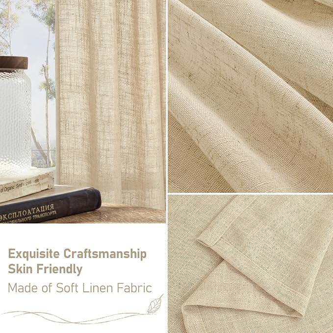 Semi Sheer Linen Curtains 36 Inch Length - Image 6