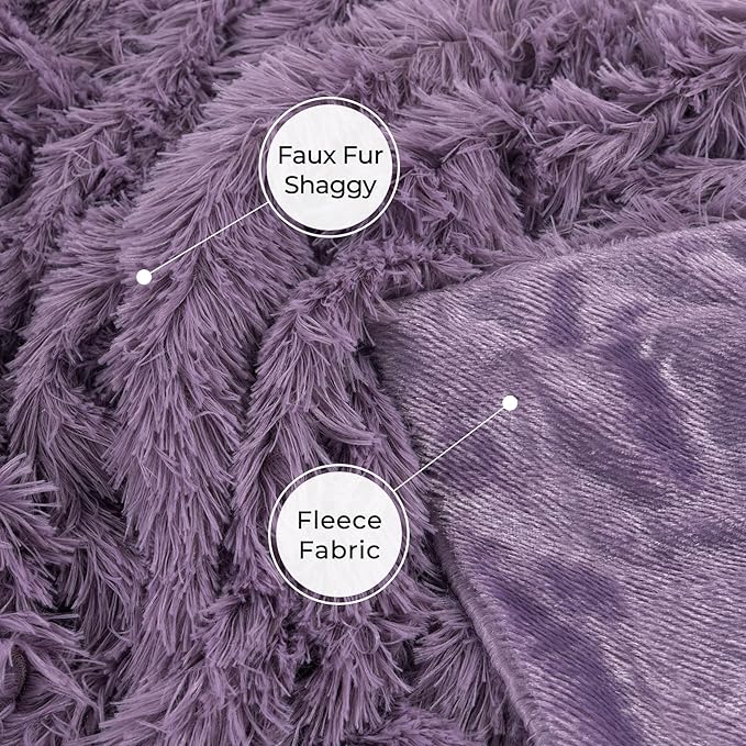 Tuddrom Decorative Extra Soft Faux Fur Blanket Twin Size 70" x 78",Solid Reversible Fuzzy Fluffy Plush Fleece Comfy Microfiber Blanket for Couch Sofa Bed,Patrican Purple
