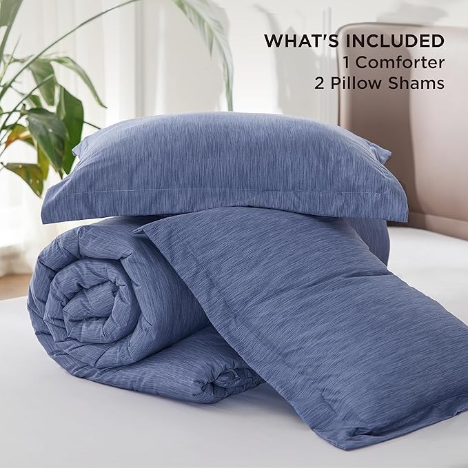 Bedsure King Size Comforter Set - Infinity Blue Soft Bedding for All Seasons, Cationic Dyed Bed Set, 3 Pieces, 1 King Size Comforter (104"x90") and 2 Pillow Shams (20"x36"+2")