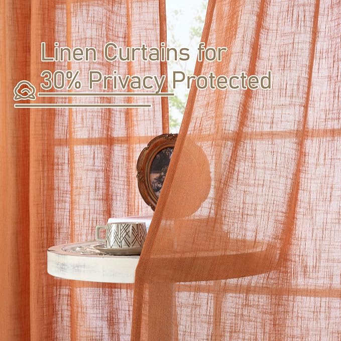36 Inch Length Linen Semi Sheer Curtains - Image 5