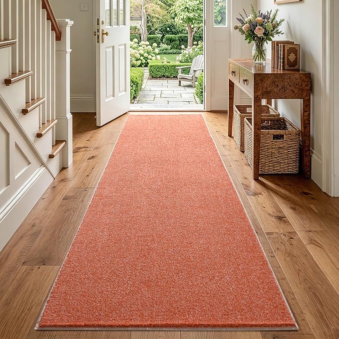 2x8 Orange/White Runner Rug Washable Non-Slip - Image 2