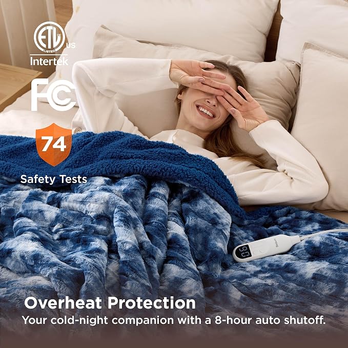 Bedsure Faux Fur Heated Blanket Full Size, Fast Heating Electric Blanket Full - Image 6
