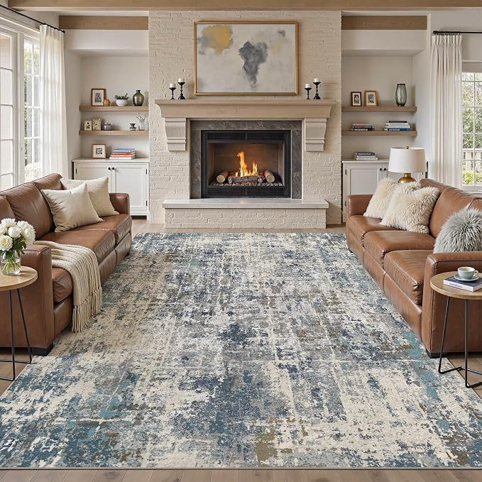 DMOYEST Area Rug Living Room Rugs 10x14 Washable Abstract Carpet | Neutral - Image 6