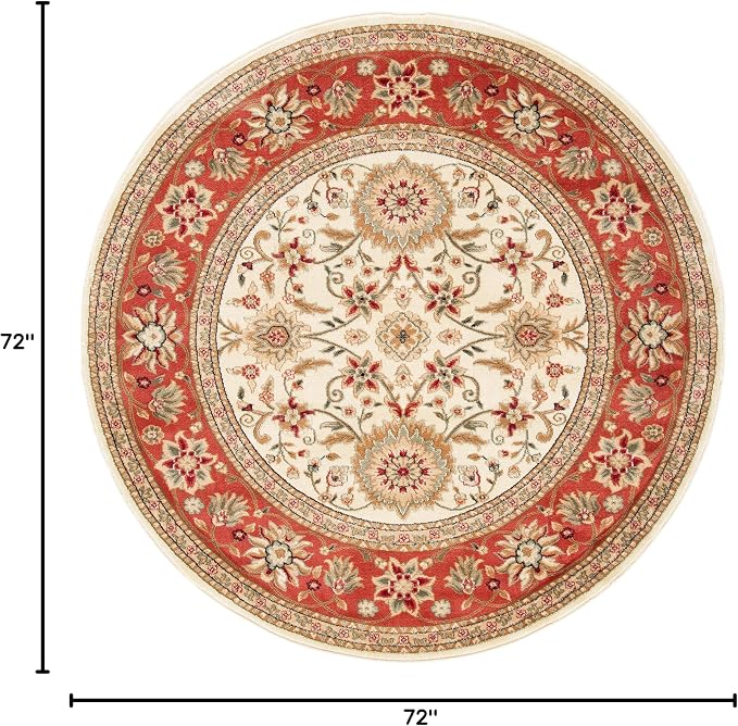 SAFAVIEH Lyndhurst Collection 6' Round Ivory / Rust LNH212R Traditional - Image 2