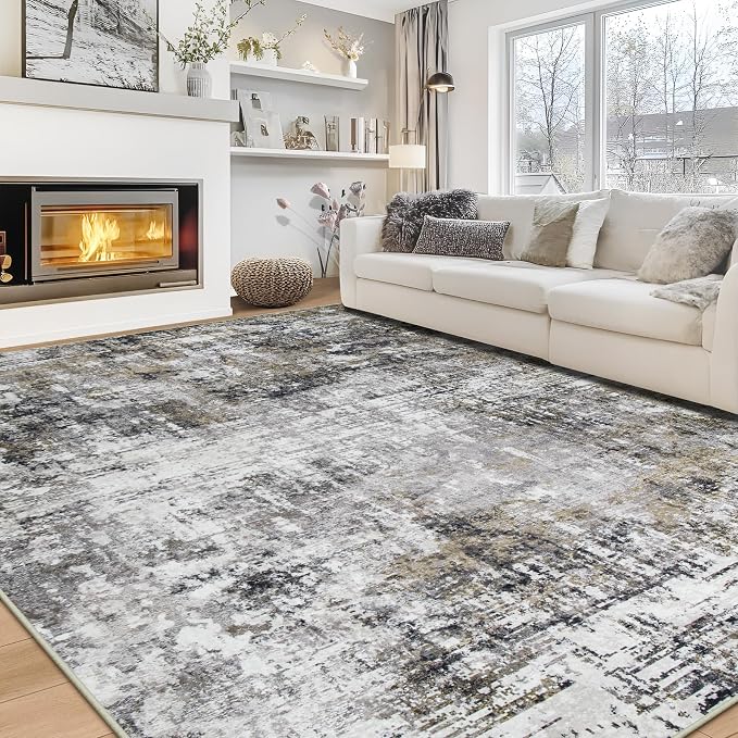 Aelenmu 10x14 Area Rugs for Living Room Dining Room Washable Black Gold | Soft by Aelenmu