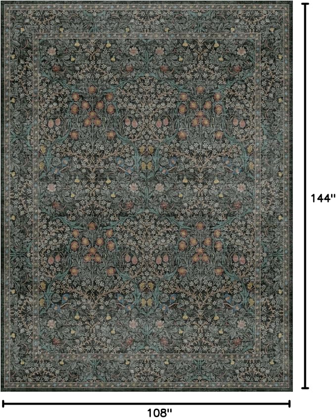 Washable Dark Green Rug for Living Room - Image 2