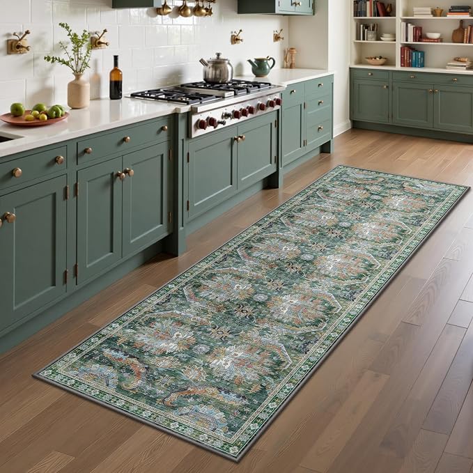 2x6 Hallway Runner Rug, Washable Vintage Retro Long Runner Rugs by Yarooge