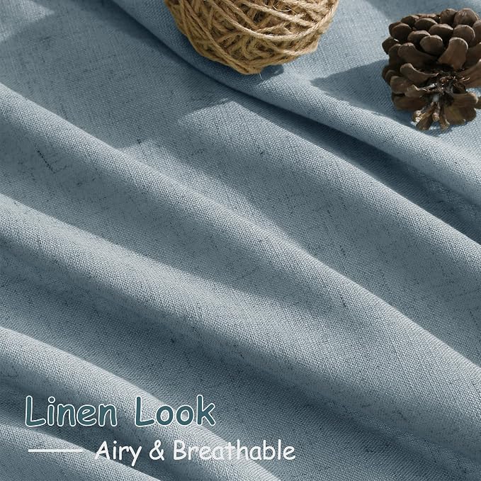 Light Blue Linen Curtains 108 Inches Long - Image 5