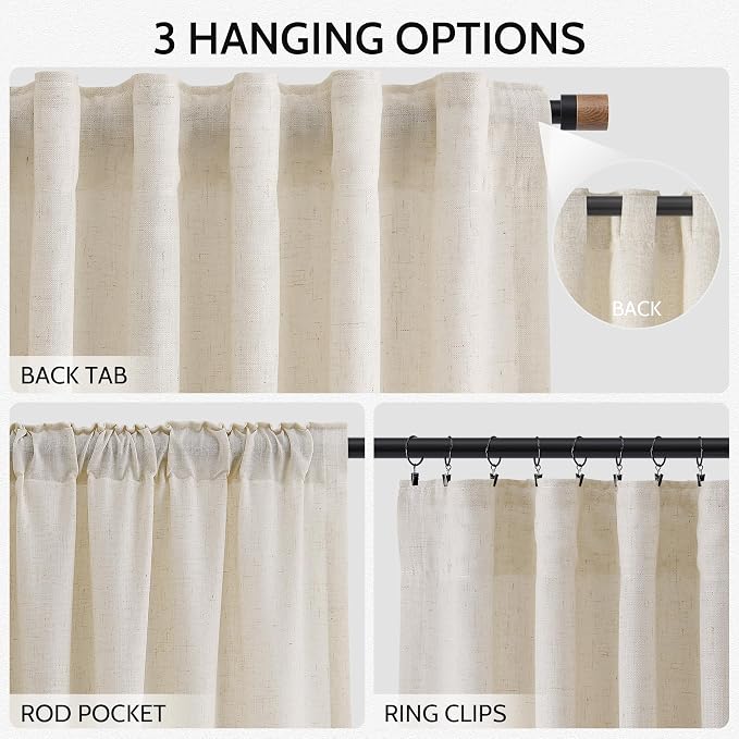 Birch Beige Linen Curtains 80 Inch Length - Image 2