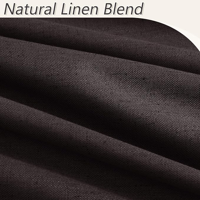 Cocoa Coffee 100% Blackout Linen Curtains 96 Inch Length 2 Panels Set - Image 3