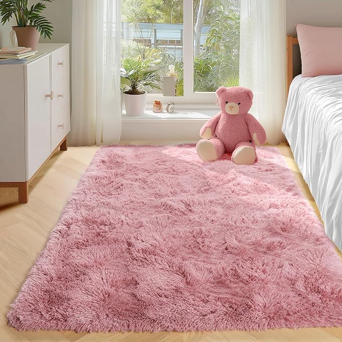 Shaggy Fluffy Rugs Carpets for Girls Room Baby Nursery Teens Rooms 4x6 Ft | - Image 4