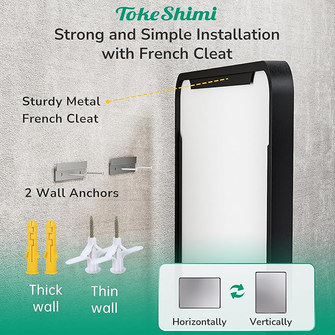 TokeShimi Black Vanity Mirror 60x36,Bathroom Mirror Framed Seamless,Tempered Glass,Rectangle Mirror for Bathroom,Shatterproof Bathroom Wall Mirror(Horizontal/Vertical)
