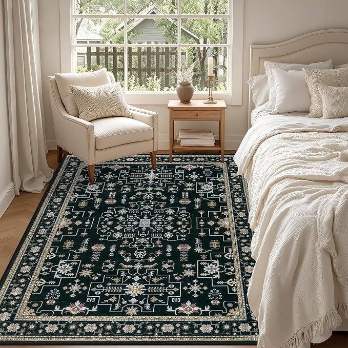 6x9 Area Rugs Living Room: Washable Vintage Rug - Image 4