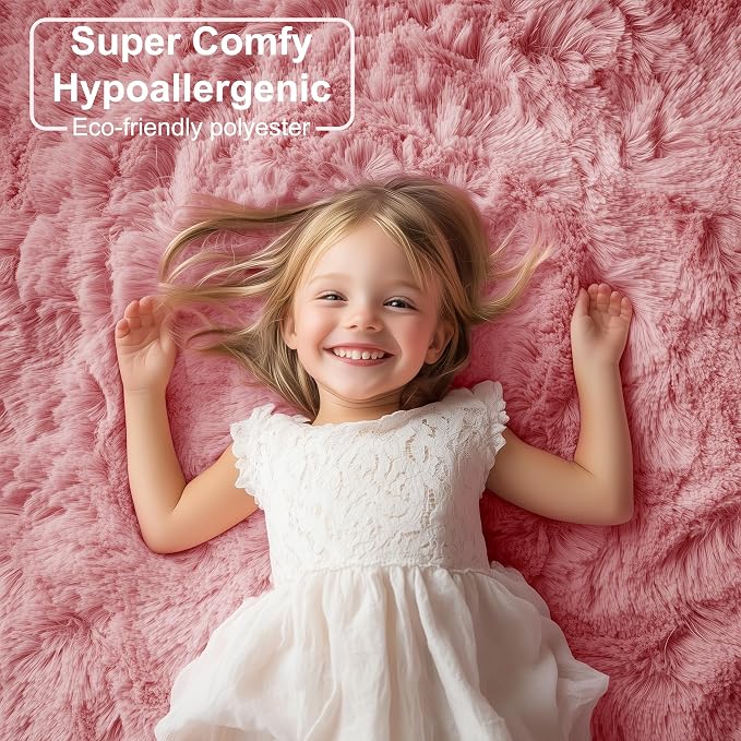 Shaggy Fluffy Rugs Carpets for Girls Room Baby Nursery Teens Rooms 4x6 Ft | - Image 7