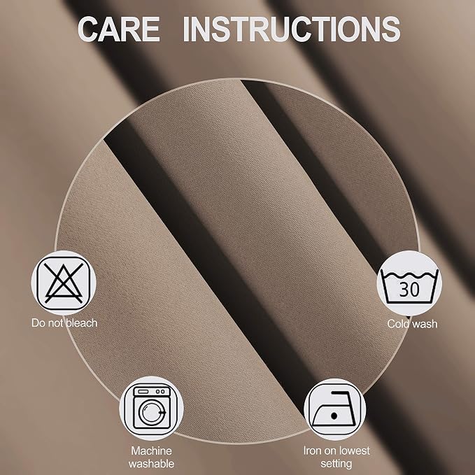 Cappuccino Thermal Blackout Curtains/42 x 72 Inch/Set of 2 Panels Room - Image 4