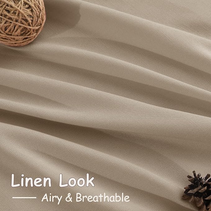 Sepia Beige Linen Curtains 84 Inch Length 2 Panels Set - Image 4