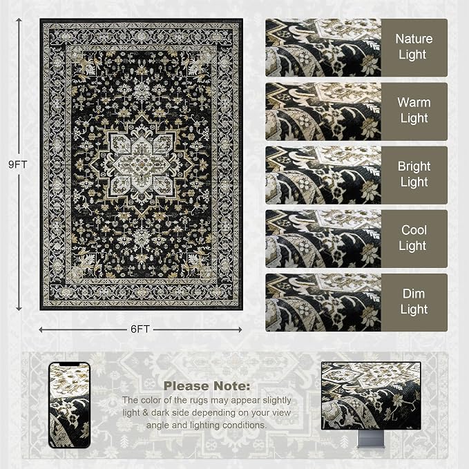 6x9 Area Rugs Living Room: Washable Rug - Image 2
