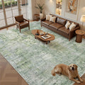 Soalmost Abstract Rug 8x10 Large Living Room Area Rugs Washable Green/Ivory | by Soalmost