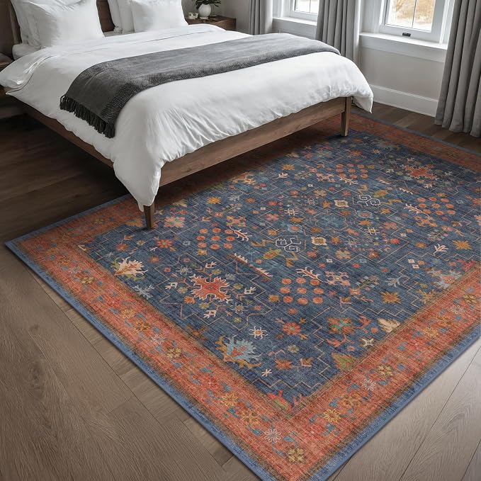 Navy Blue Area Rug 5x7 Living Room Rug - Image 8