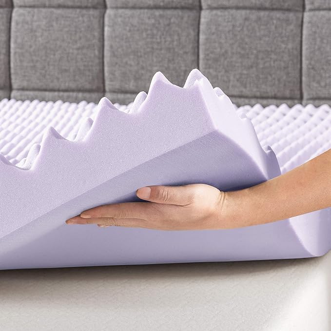 Best Price Mattress 3 Inch Egg Crate Memory Foam Mattress Topper with Soothing Lavender Infusion, CertiPUR-US Certified, Dorm Essentials, Queen