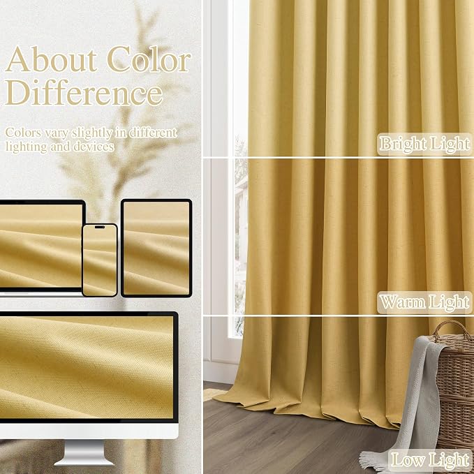 100% Blackout Curtains 63 Inch Length 2 Panels Set - Image 6