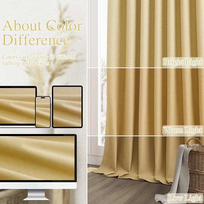 100% Blackout Curtains 108 Inch Length 2 Panels Set - Image 7
