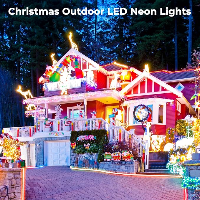 20FT LED Neon Rope Lights, Flexible Led Rope Lights Control with App/Remote, IP67 Outdoor RGB Color Changing Led Neon Lights Waterproof, Music Sync Led Strip Neon Lights for Bedroom Decor