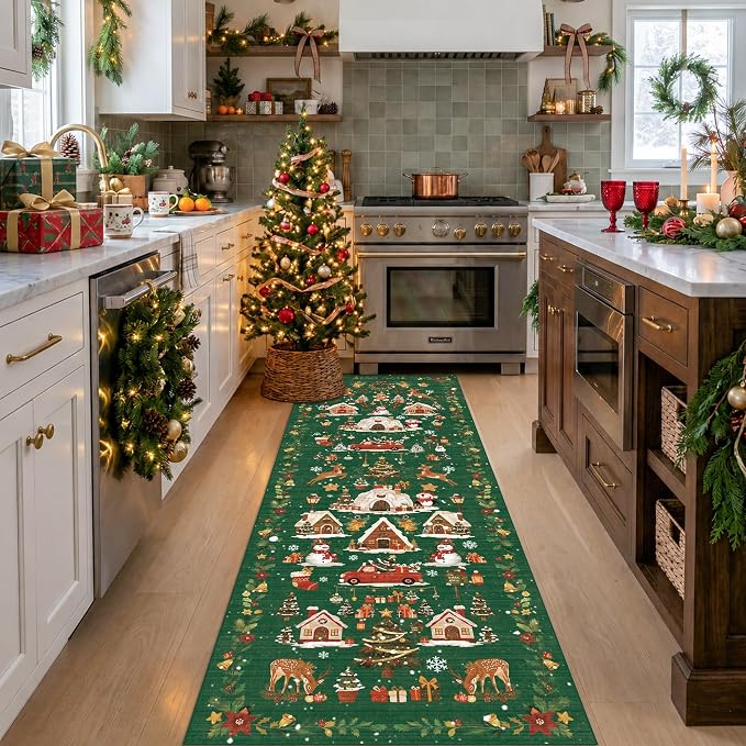 Washable Christmas Rug Runner 2x6 by HYHAOYUNLAI