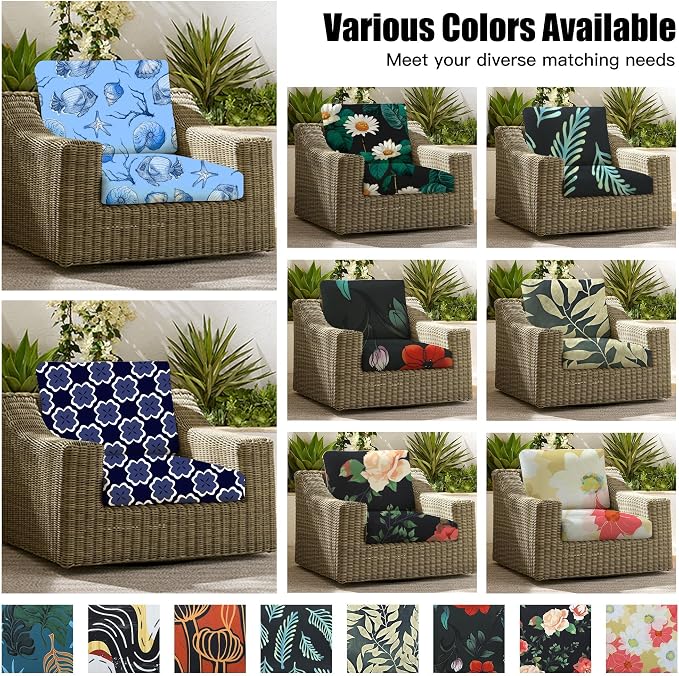 8Pcs Patio Cushion Covers, Outdoor Stretch Cushion Covers, Washable | Stretch - Image 4