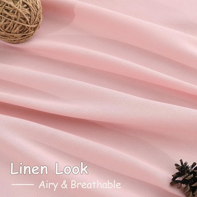 Pink Linen Curtains 84 Inch Length 2 Panels Set - Image 6